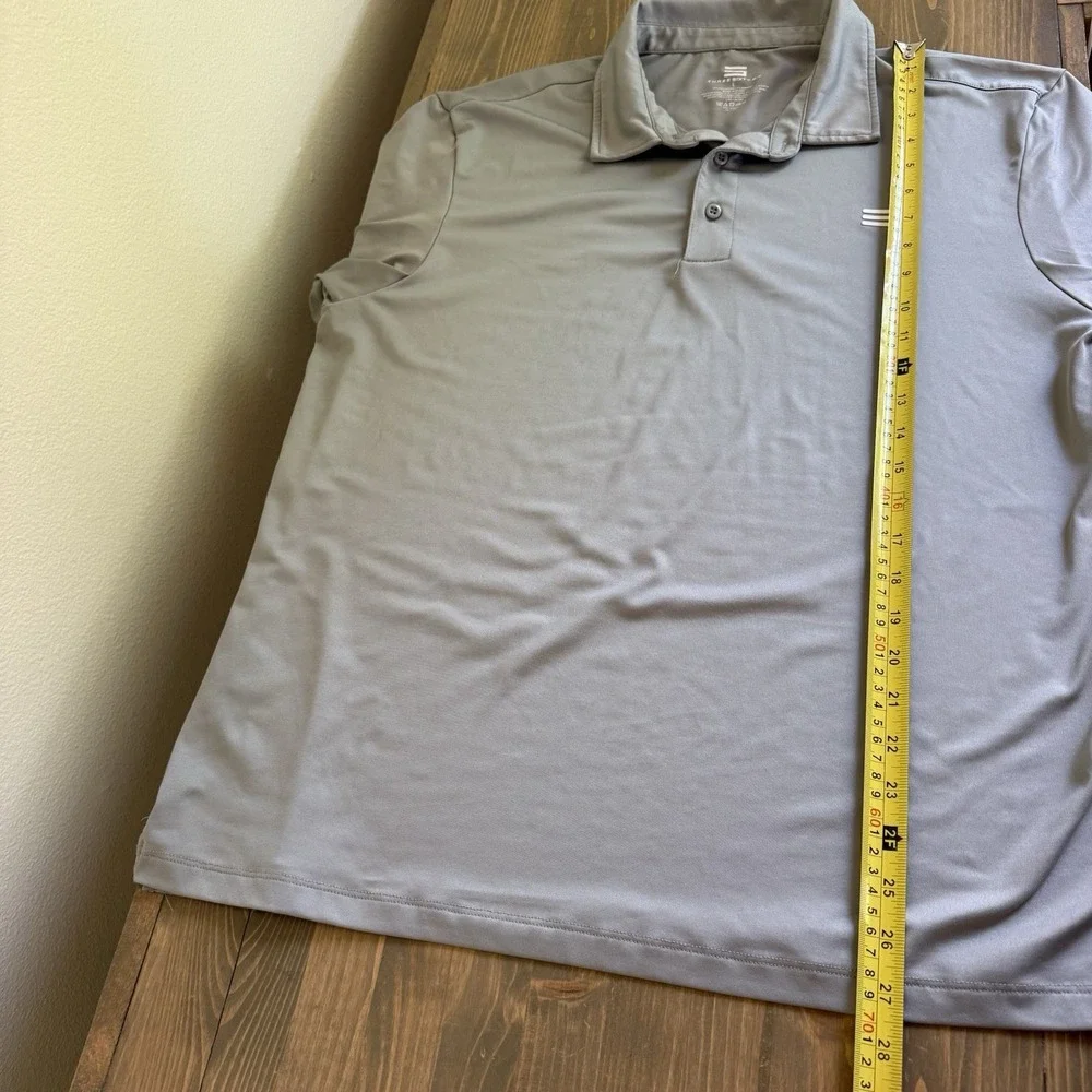 Three Sixty Six Men's Large Grey Short Sleeve Performance Polo Collar Shirt Golf